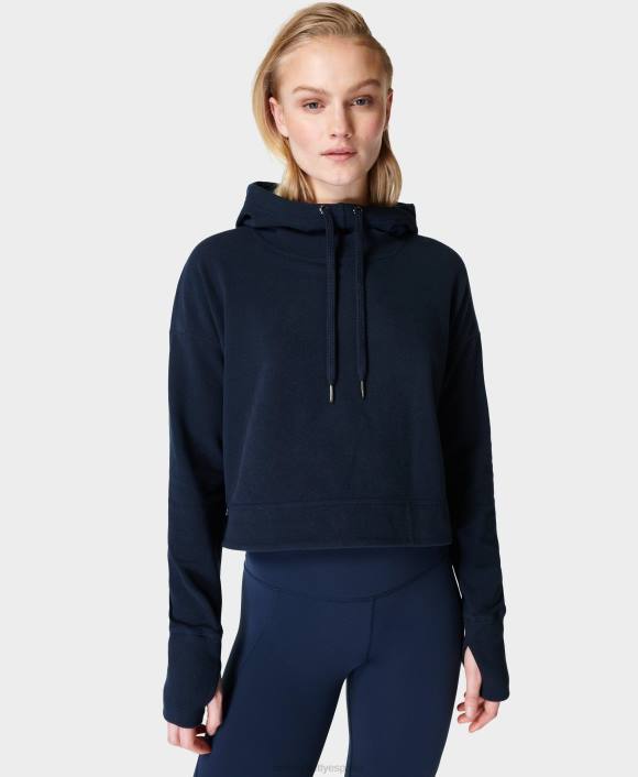 ropa Azul marino T28T996 sudadera corta con capucha de forro polar escape luxe mujer Sweaty Betty