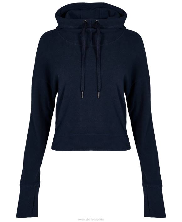 ropa Azul marino T28T996 sudadera corta con capucha de forro polar escape luxe mujer Sweaty Betty