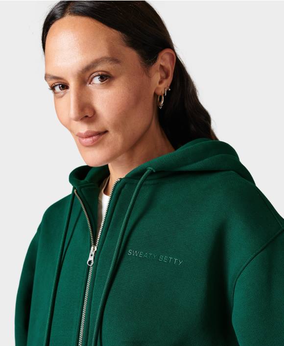 ropa verde retro T28T164 sudadera con capucha y cierre powerhouse mujer Sweaty Betty