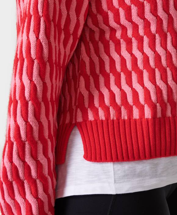 ropa Rosa rojo T28T356 suéter de ochos clásico mujer Sweaty Betty