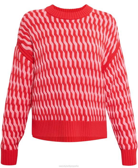 ropa Rosa rojo T28T356 suéter de ochos clásico mujer Sweaty Betty