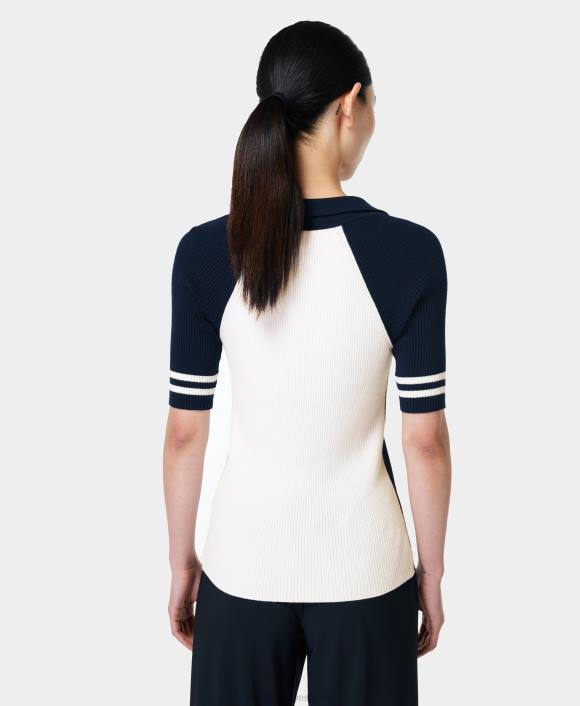 ropa azul marino francés T28T843 suéter tipo polo de preparación mujer Sweaty Betty