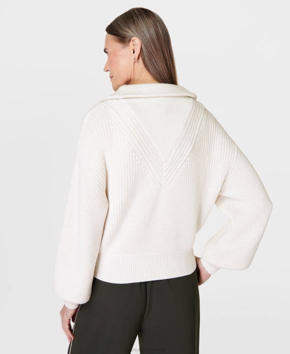 ropa lirio blanco T28T322 suéter de punto con cuello moderno mujer Sweaty Betty