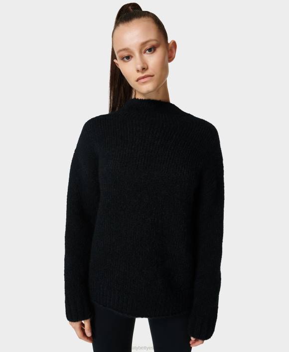 ropa noche negra T28T856 suéter de bouclé cepillado con cuello alzado mujer Sweaty Betty