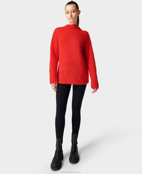 ropa rojo arándano T28T854 suéter de bouclé cepillado con cuello alzado mujer Sweaty Betty