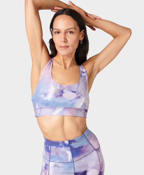 ropa estampado de niebla púrpura/azul sin fin T28T340 sujetador de yoga reversible súper suave mujer Sweaty Betty