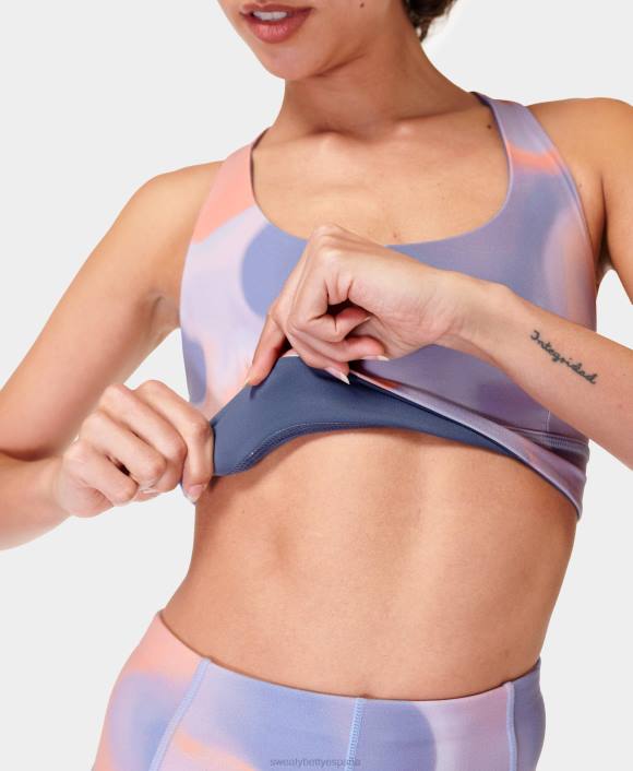 ropa estampado de nubes naranja/azul infinito T28T338 sujetador de yoga reversible súper suave mujer Sweaty Betty
