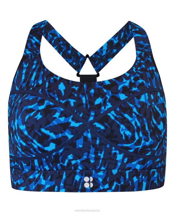ropa estampado de remolinos de animales azules T28T255 sujetador deportivo power de sujeción media mujer Sweaty Betty