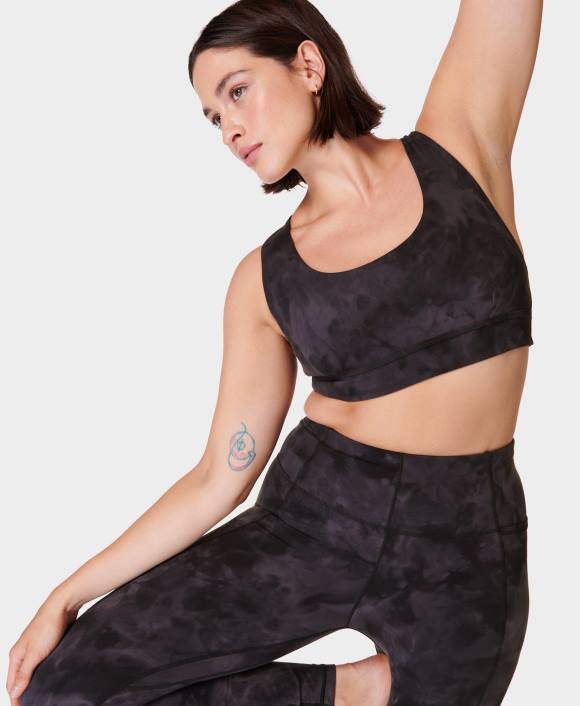 ropa estampado de tinte en aerosol negro T28T334 sujetador de yoga reversible súper suave mujer Sweaty Betty