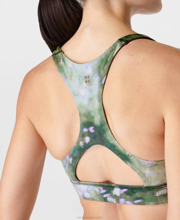 ropa estampado prado lavanda verde hiedra T28T337 sujetador de yoga reversible súper suave mujer Sweaty Betty