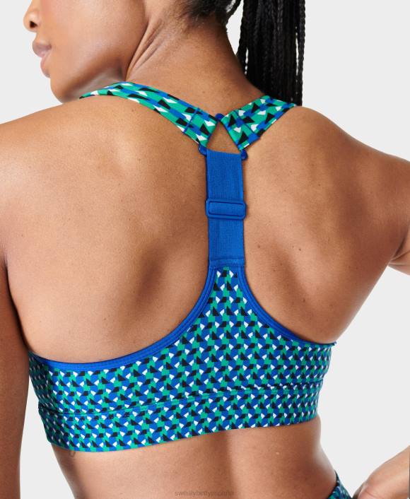 ropa impresión geográfica verde T28T259 sujetador deportivo power de sujeción media mujer Sweaty Betty