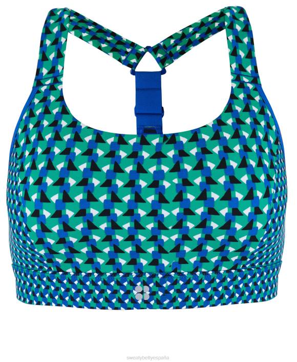 ropa impresión geográfica verde T28T259 sujetador deportivo power de sujeción media mujer Sweaty Betty