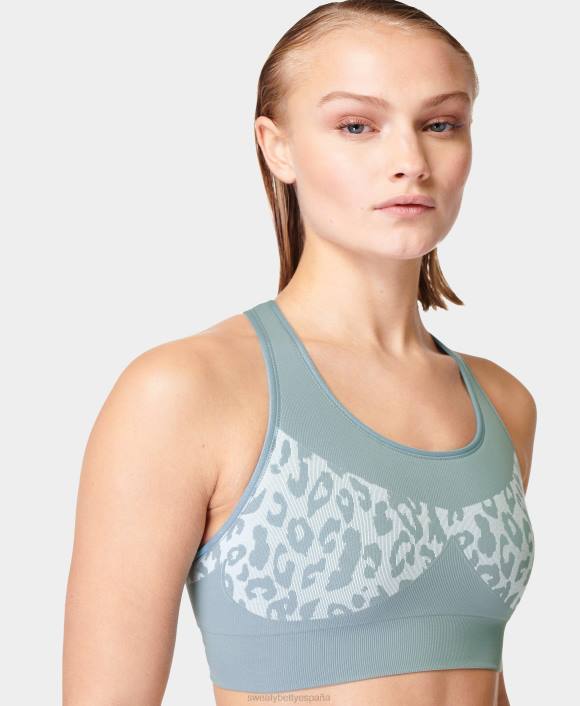 ropa jacquard de leopardo fácil azul vapor T28T461 sujetador deportivo de resistencia mujer Sweaty Betty