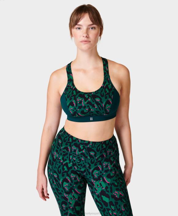ropa pincelada verde estampado leo T28T260 sujetador deportivo power de sujeción media mujer Sweaty Betty