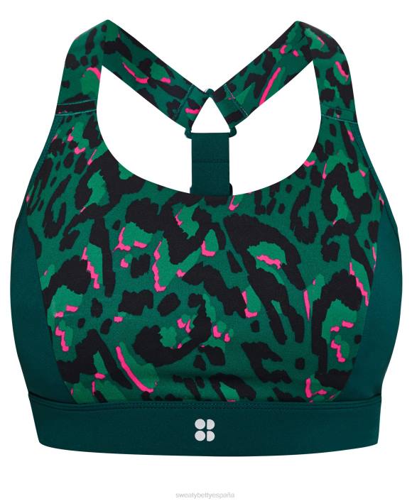 ropa pincelada verde estampado leo T28T260 sujetador deportivo power de sujeción media mujer Sweaty Betty